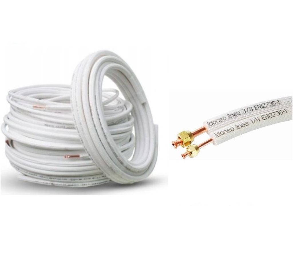 Tuyau Cuivre Climatisation Idoneo Linea 1/4" + 1/2" - 5m | Pour Split 9000-18000 BTU | Avec Écrous