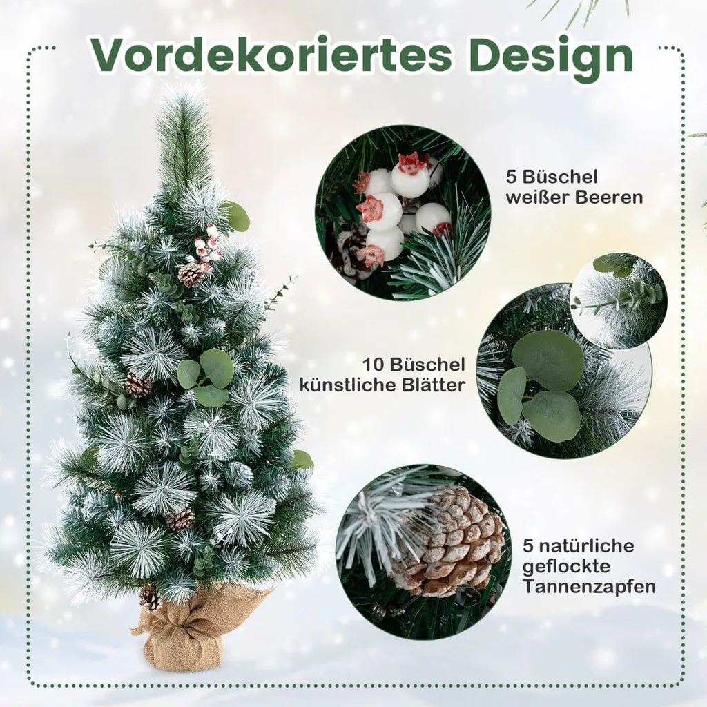 Arbre de Noël pour petits espaces 90 cm pré-éclairé avec mode minuterie