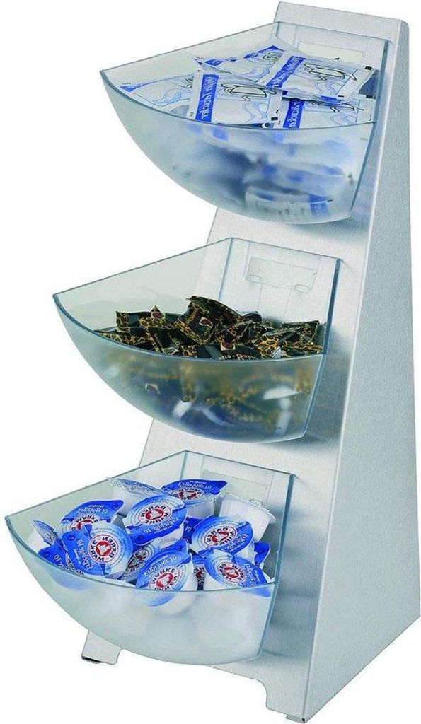 Dreifach-Schub-Rack Küchenregal mit 1-Liter-Spülbecken auf drei Stahl-Ebenen.
