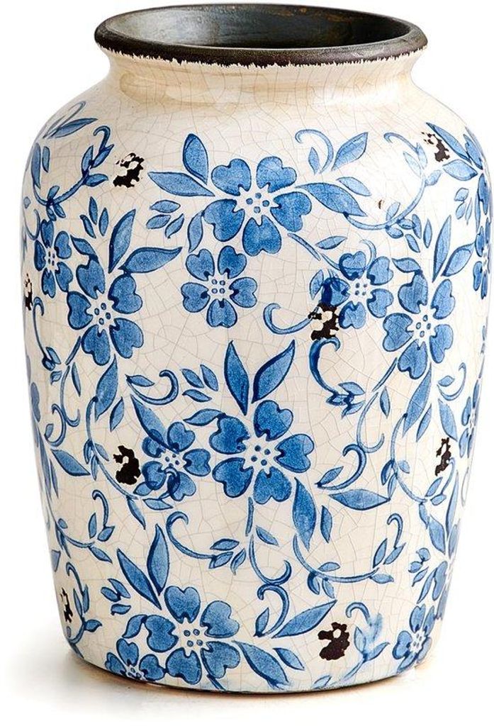 Porzellan-Blumenkrug, weiß und blau, landhausstil, Tischkrug
