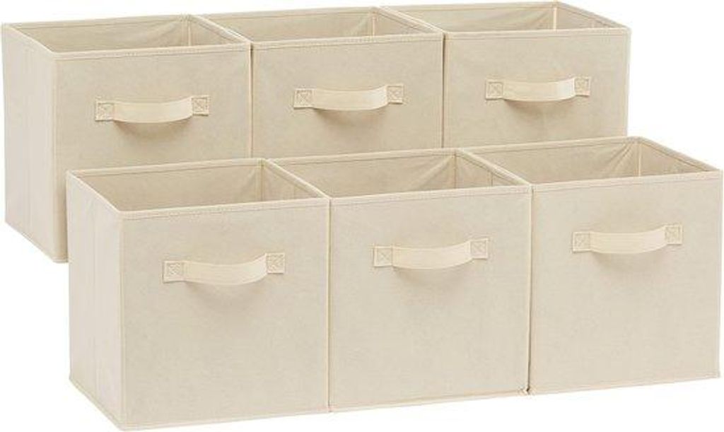 Famanu Aufbewahrungskisten aus Stoff - faltbare Aufbewahrungsbox - Kiste für Kleidung - beige
