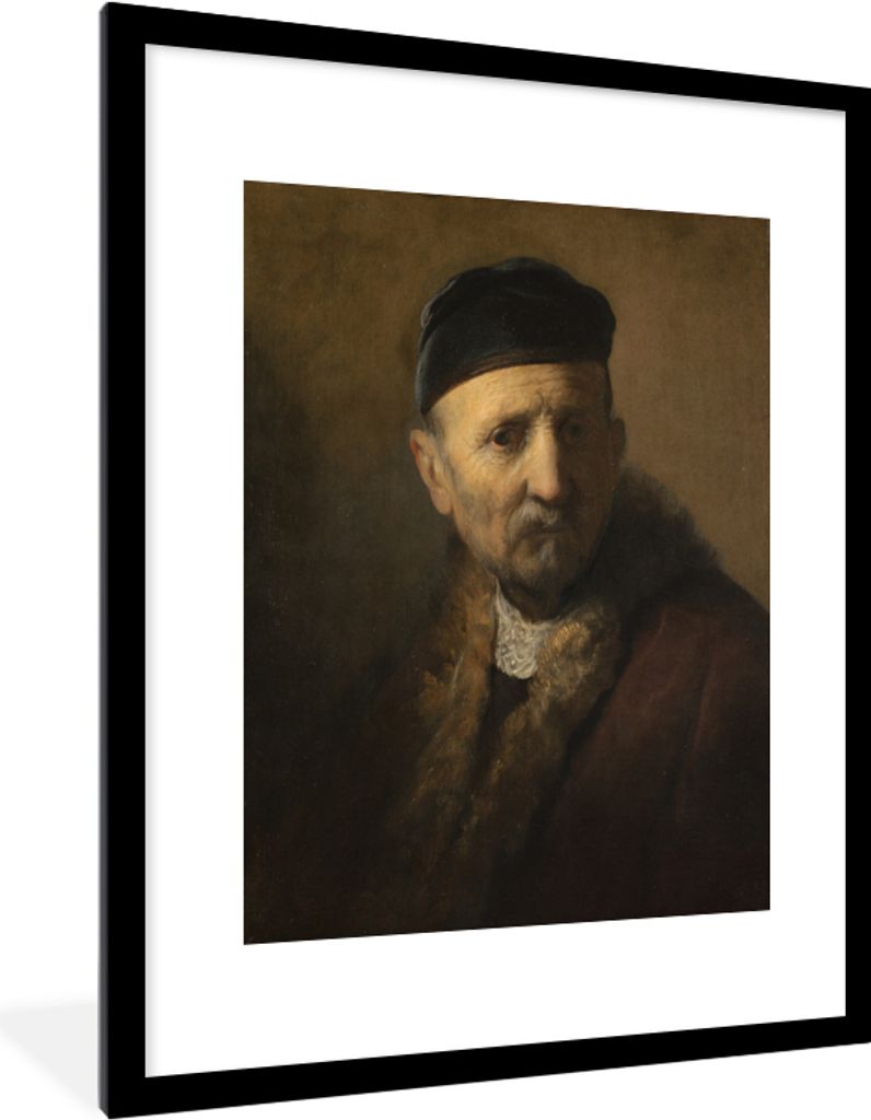 MuchoWow MuchoWow Gerahmtes Poster Tronie eines alten Mannes - Rembrandt van Rijn 60x80 cm - Poster mit zchwarzem Bilderrahmen - Wohnzimmer - D...