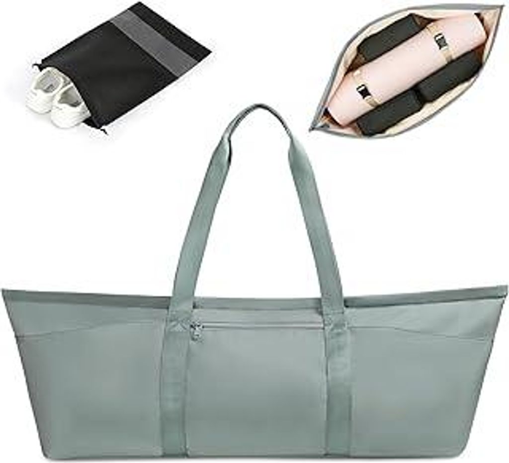Sporttasche Damen, Groß Yogatasche, Yogamatte Tasche, Sporttasche Damen mit Nassfach & Schuhtasche, Verstellbarer Schultergurt Yoga Tasche, Yogama...