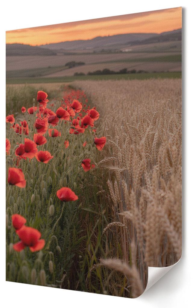 Mohn und Getreide- Kunstdruck A2 (42x59 cm) - Klassisch, rustikal- Wandbild für Wohnzimmer Schlafzimmer & Flur, Modernes Poster Wanddeko, Ungerahmt