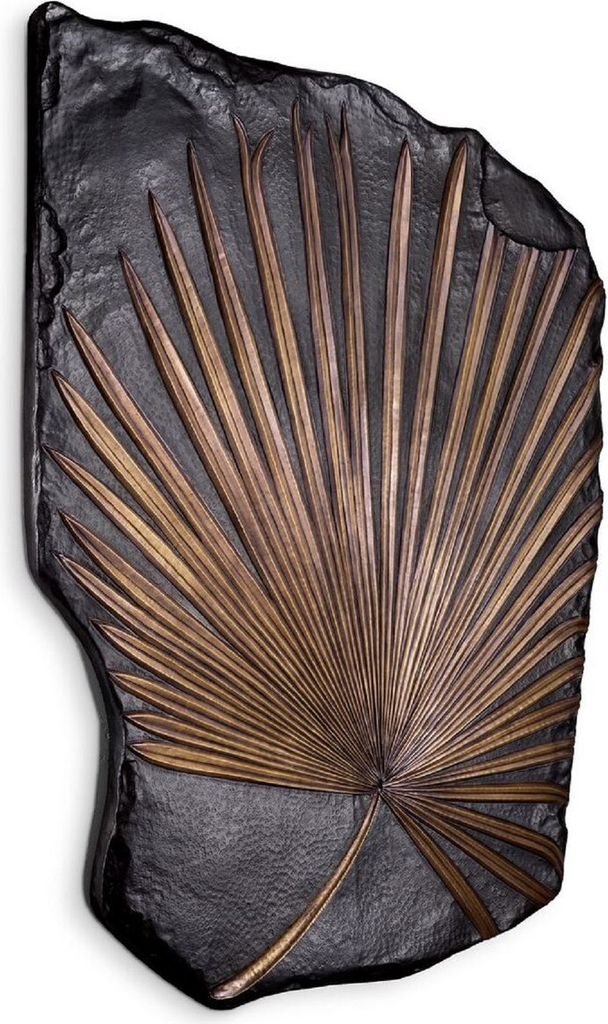 Casa Padrino Luxus Wanddeko Objekt Palmenblatt Bronze / Vintage Messing 122 x 5,5 x H. 170 cm - Wohnzimmer Deko - Hotel Deko - Deko Accessoires - L...