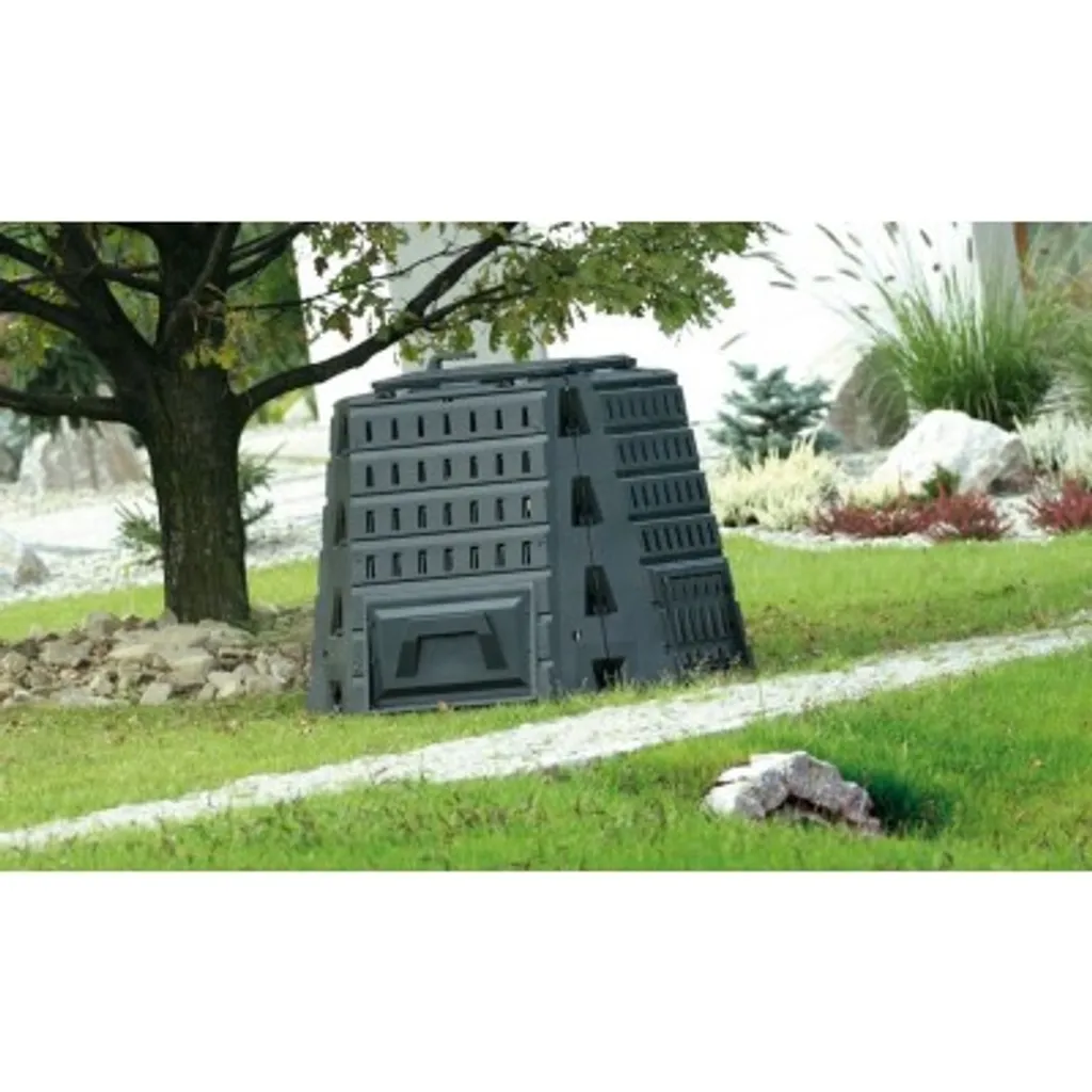 Composteur BIOCOMPO 500L Noir - Bac à Compost de Jardin Robuste - 12