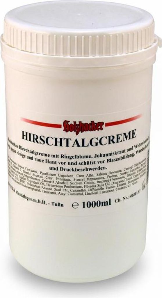 Holzhacker Hirschtalgcreme, pflegende Koerpercreme mit Hirschtalg, 1000 ml