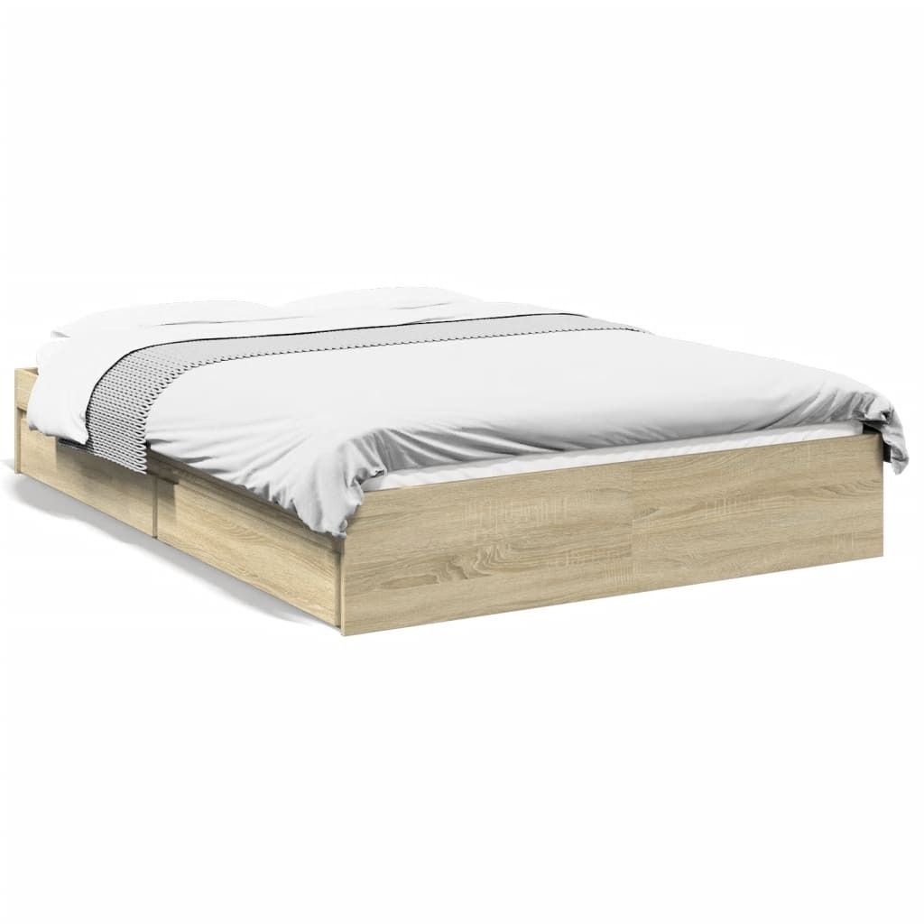 vidaXL Cadre de lit avec tiroirs Chêne Sonoma 120x190cm Image du produit 