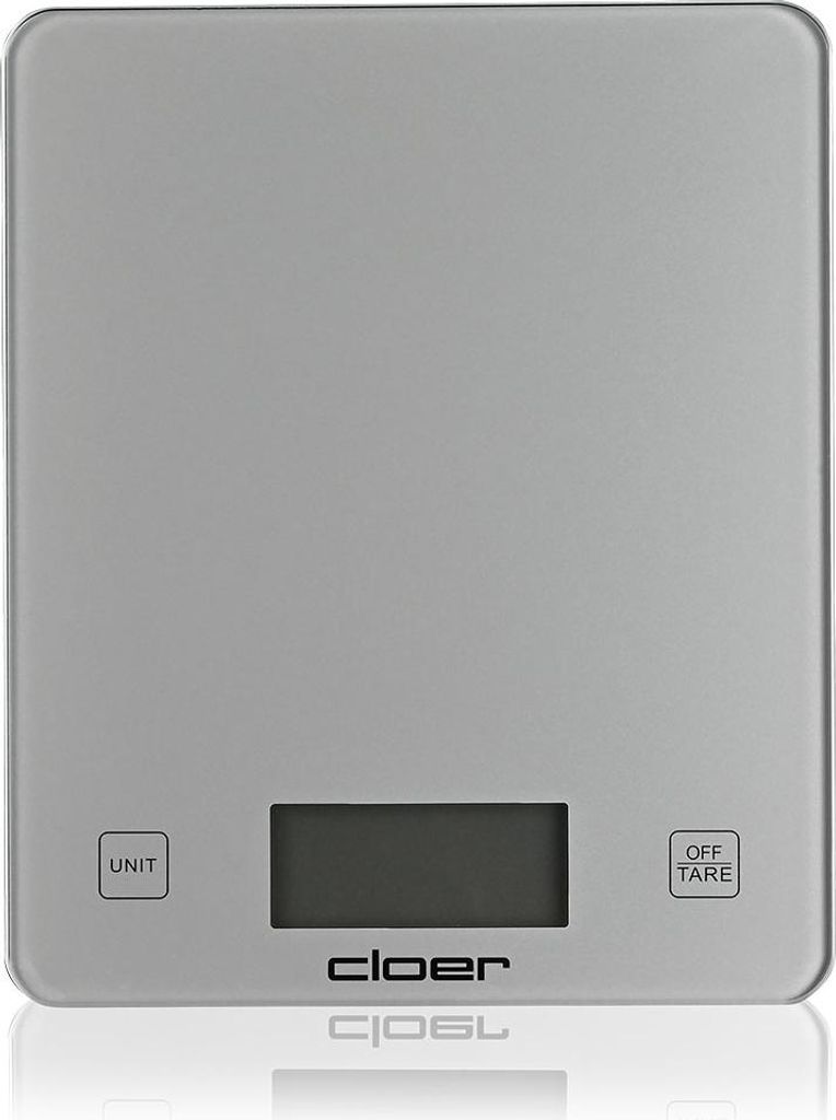 Cloer 6878 Digitale Küchenwaage für bis zu 10 kg, Zuwiegefunktion, Gewichtsmessung in 1 g Schritten, Mengenangabe in Gramm, Milliliter oder Unze