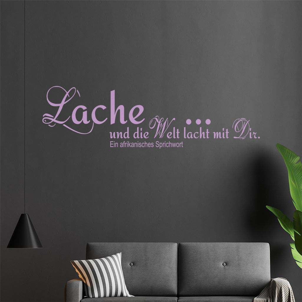 Lache... und die Welt lacht mit Dir. Wandtattoo in 6 Größen - Wandaufkleber Wall Sticker - Dekoration, Küche, Wohnzimmer, Schlafzimmer, Badezimmer