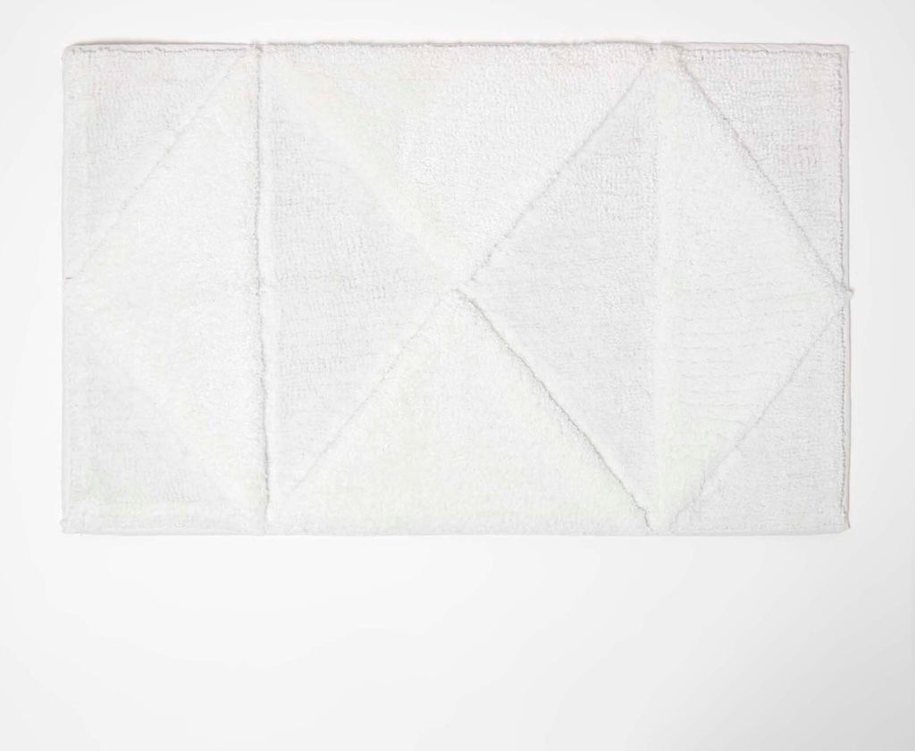 HOMESCAPES Badematte geometrisch gemustert - Badteppich weiß, 50 x 80 cm