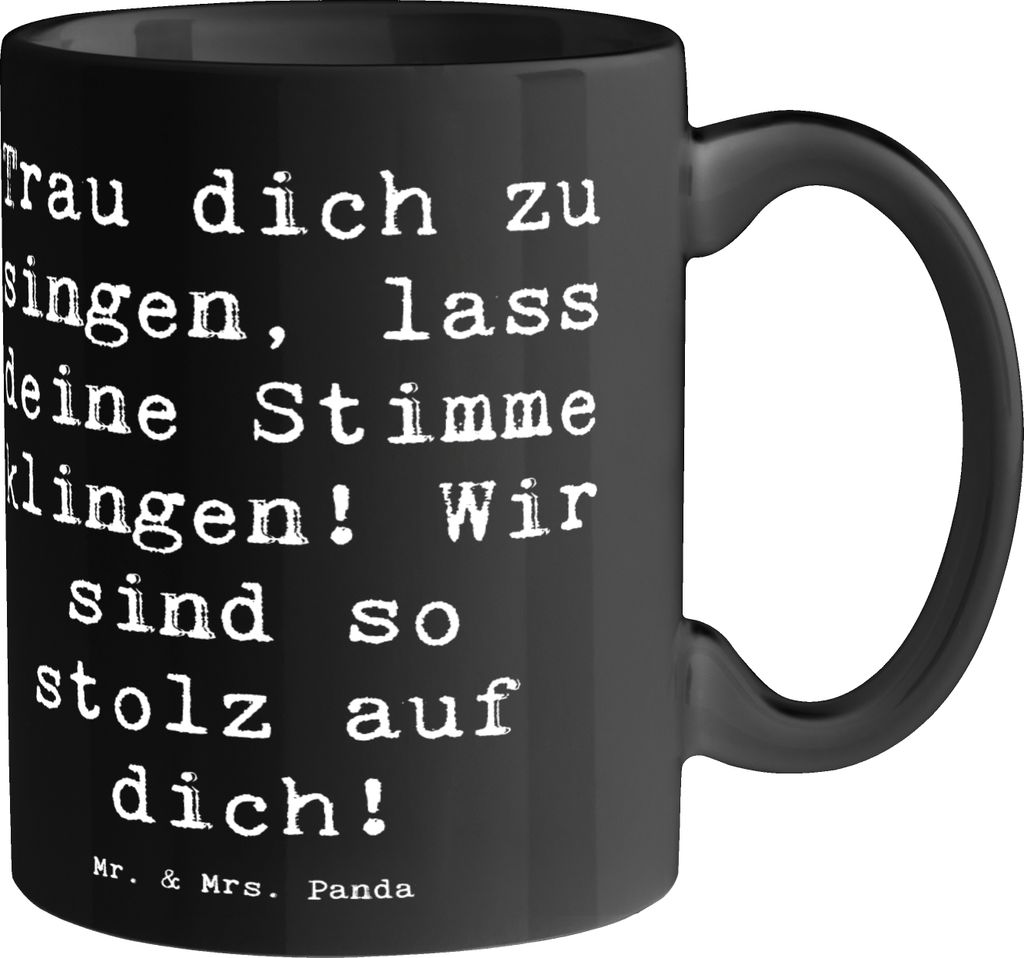 Mr. & Mrs. Panda Kaffeebecher Spruch Vokale und musikalische Auftritte meistern - Schwarz - Geschenk, Zuversicht, Musik, Inspiration, Singen, Pott,...