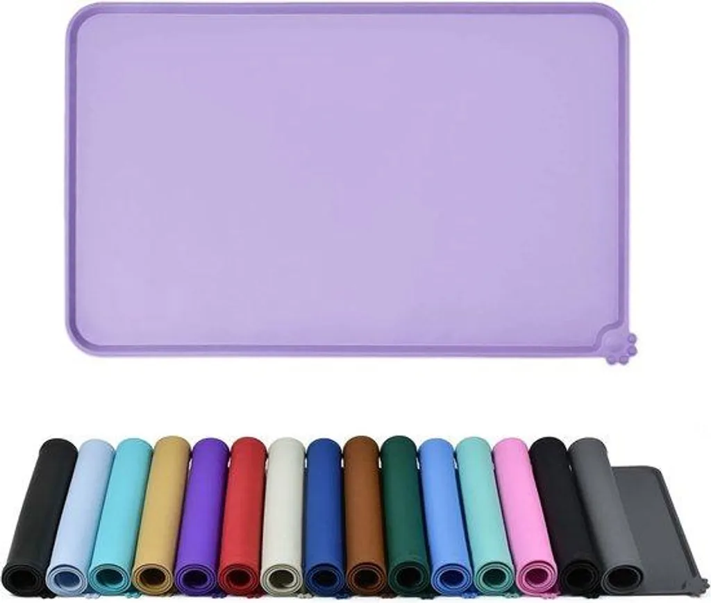 Double gamelle antidérapante en silicone souple avec tapis de protection