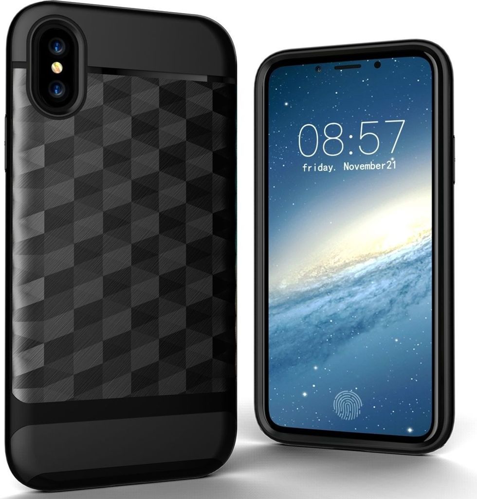Hülle für Apple iPhone X / 10 Backcover Case Handy Schutzhülle - Cover 3D Prisma Design Schwarz