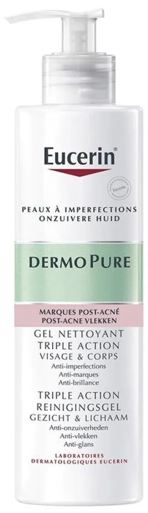 Gel Nettoyant Visage Triple Action Eucerin DermoPure 400ml Peau à Imperfection