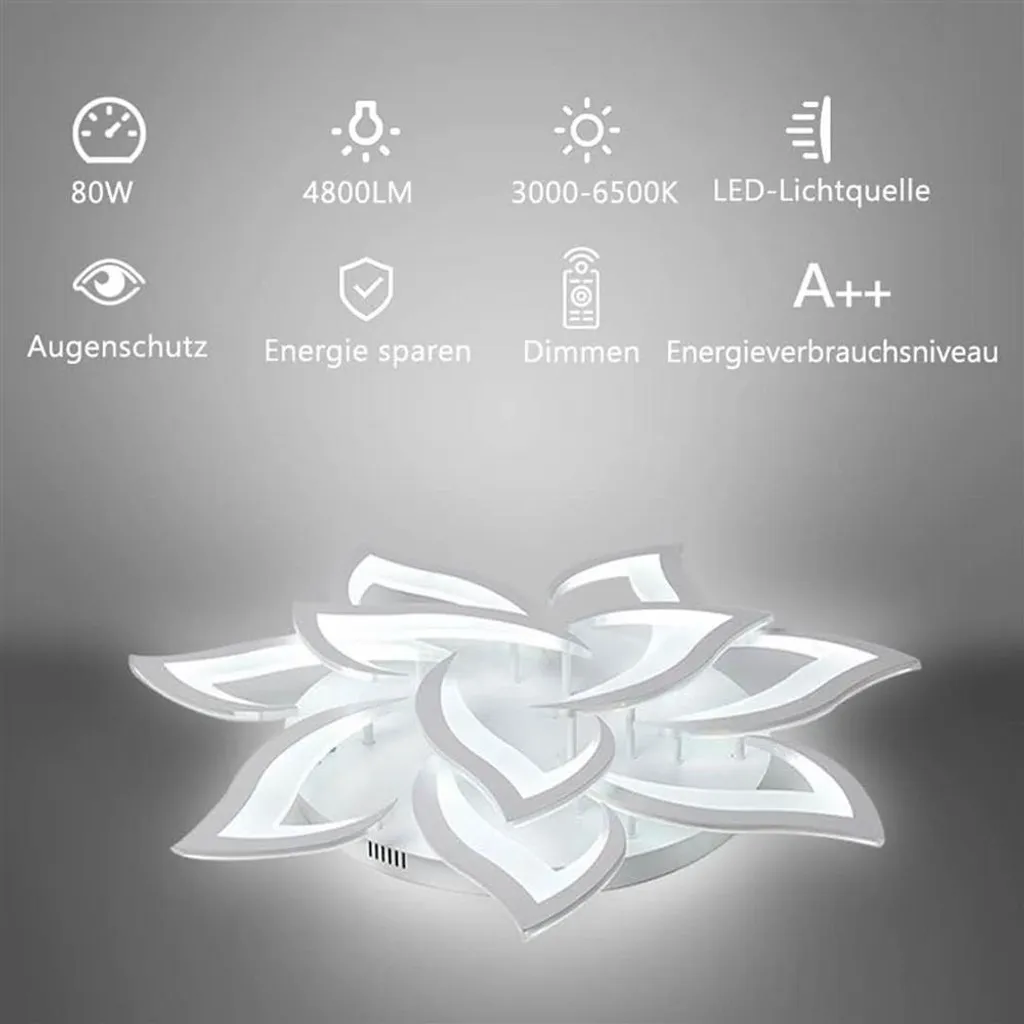 Plafoniera LED dimmerabile, lampada da soggiorno con cambio di colore con telecomando, lampada da soffitto per camera da letto illuminazione da soffitto moderna lampada lampadario, dimmerabile 10 teste/Ø85cm/33.4in - 3