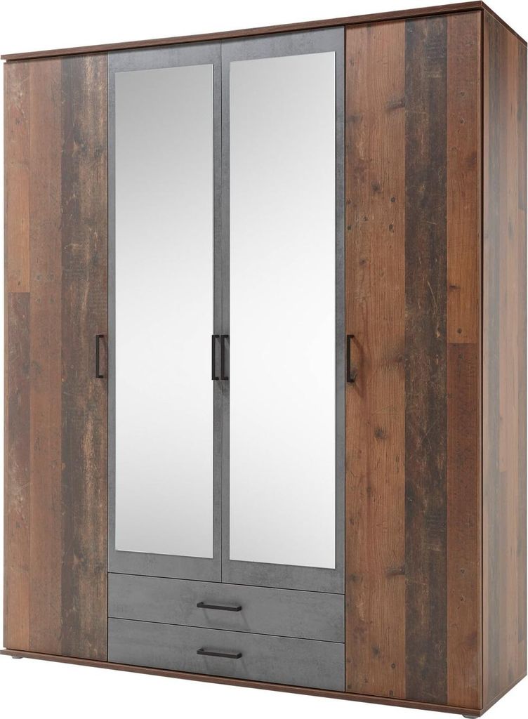 Kleiderschrank Drehtürenschrank - Old Style - Betonoxid - Produktbild 
