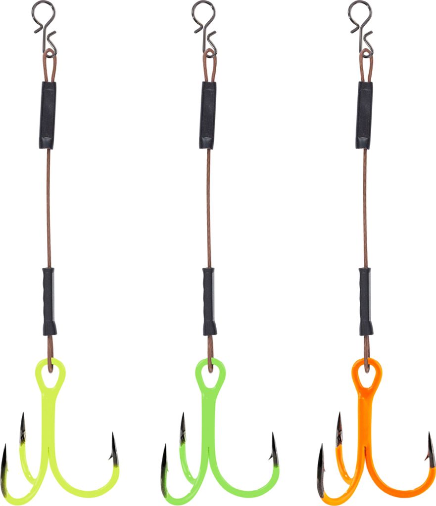 Balzer Shirasu 1x7 UV Stinger Rigs mit Clip - 3 Stingerhaken, Länge / Hakengröße:7.5cm / Gr. 4