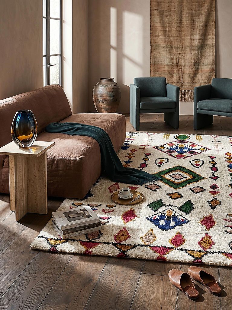 Teppich Berber-Stil handgetuftet aus reiner Wolle, Shaggy Multicolor Rechteckig 160x230 | 100% Wolle, Rücken aus 100% Baumwolle | Florhöhe: 25 cm