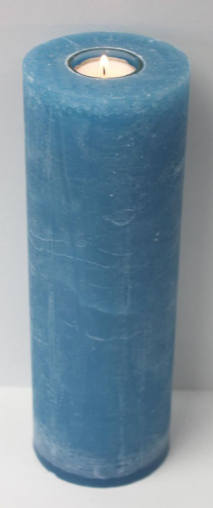 Rustic Kerzen Ocean Blau 30 x 10 cm, mit Teelichteinsatz