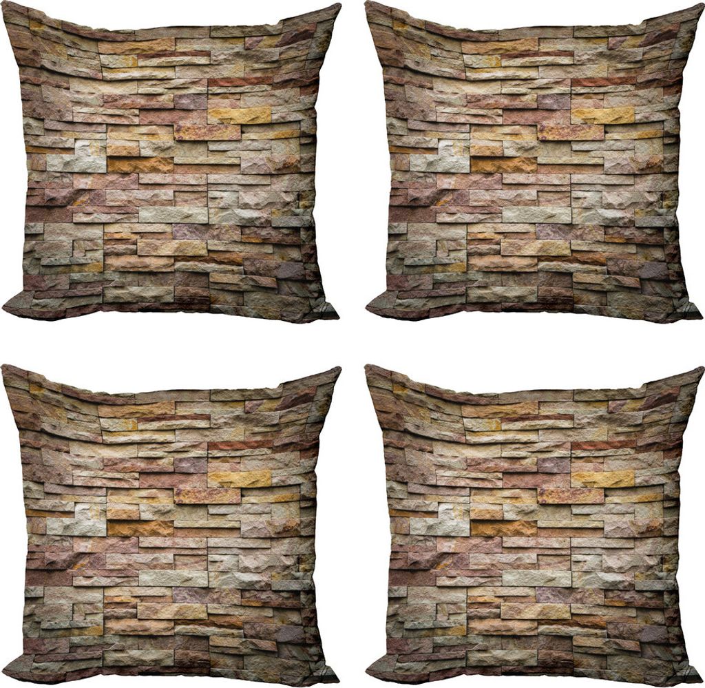 ABAKUHAUS Marmor Kissenbezug Set (4 Stück), Städtische Brick Slate Wand, Moderner Doppelseitiger Digitaldruck, 50 cm x 50 cm, Mehrfarbig