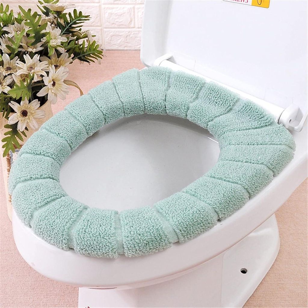 WC-Sitzwärmer, Plüsch-WC-Sitzpolster, waschbar, WC-Sitzbezug, warme Toilettensitzmatte, super warm (grün)