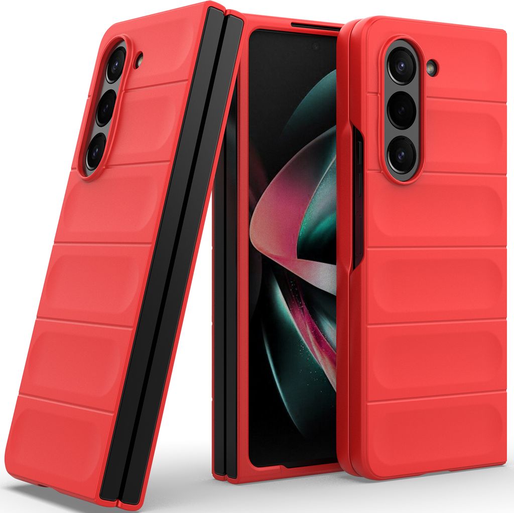 Handyhülle für Samsung Galaxy Z Fold 5 Hartes PC Matt Stossfest Anti-rutsch Hülle Rot