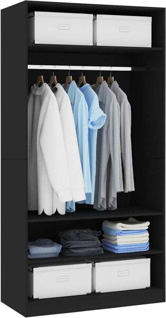 vidaXL Kleiderschrank Schwarz 100x50x200 cm Holzwerkstoff Produktbild 3