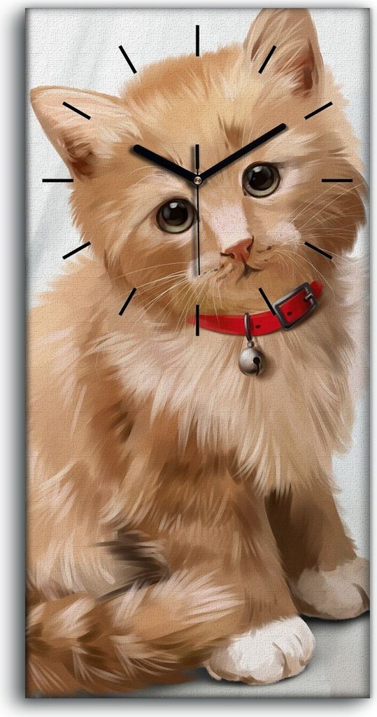 Wandbild Leinwand Bilder Wanduhr 30x60 Foto Bild niedliche Tiere Katze Hund - schwarze Hände
