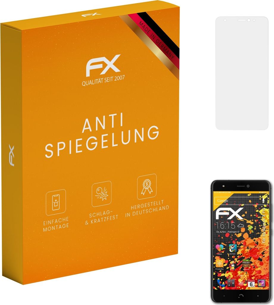 atFoliX FX-Antireflex 3x Schutzfolie kompatibel mit bq Aquaris X Pro Displayfolie