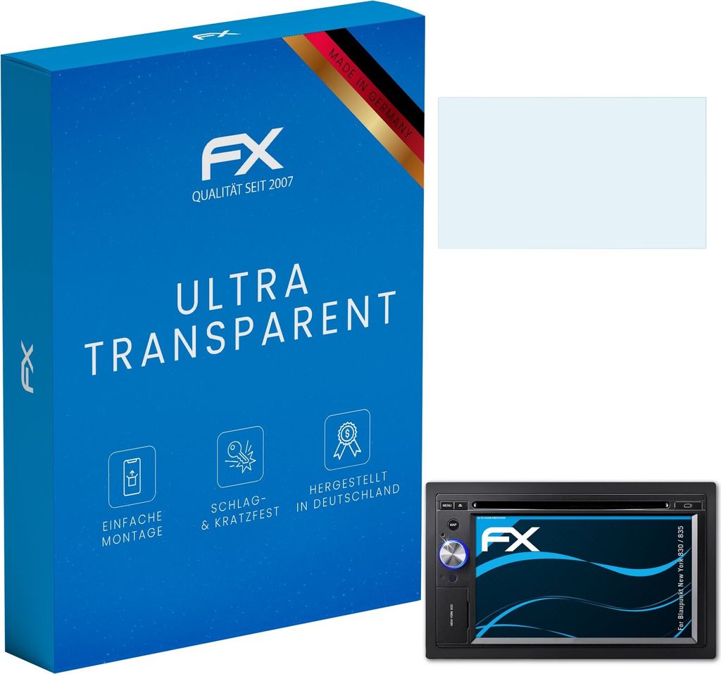 atFoliX FX-Clear 3x Schutzfolie kompatibel mit Blaupunkt New York 830 / 835 Displayschutzfolie