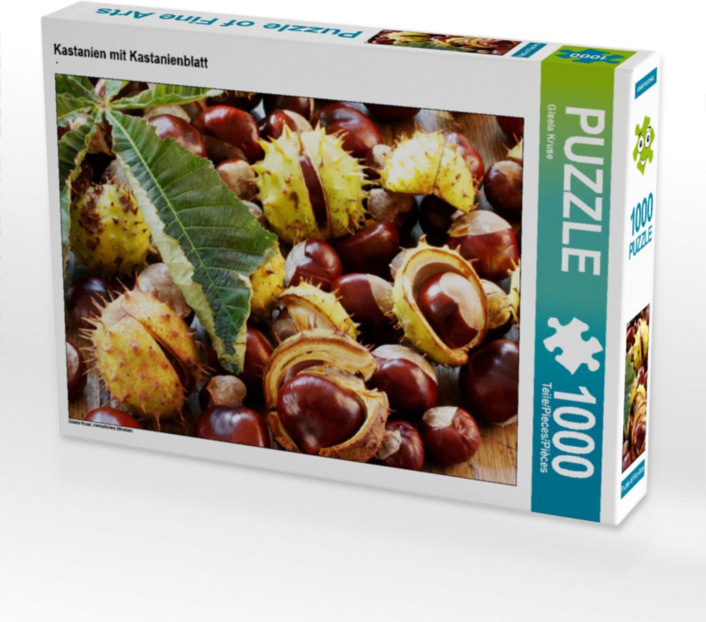 CALVENDO Puzzle Kastanien mit Kastanienblatt | 1000 Teile Lege-Größe 64x48cm Foto-Puzzle für glückliche Stunden
