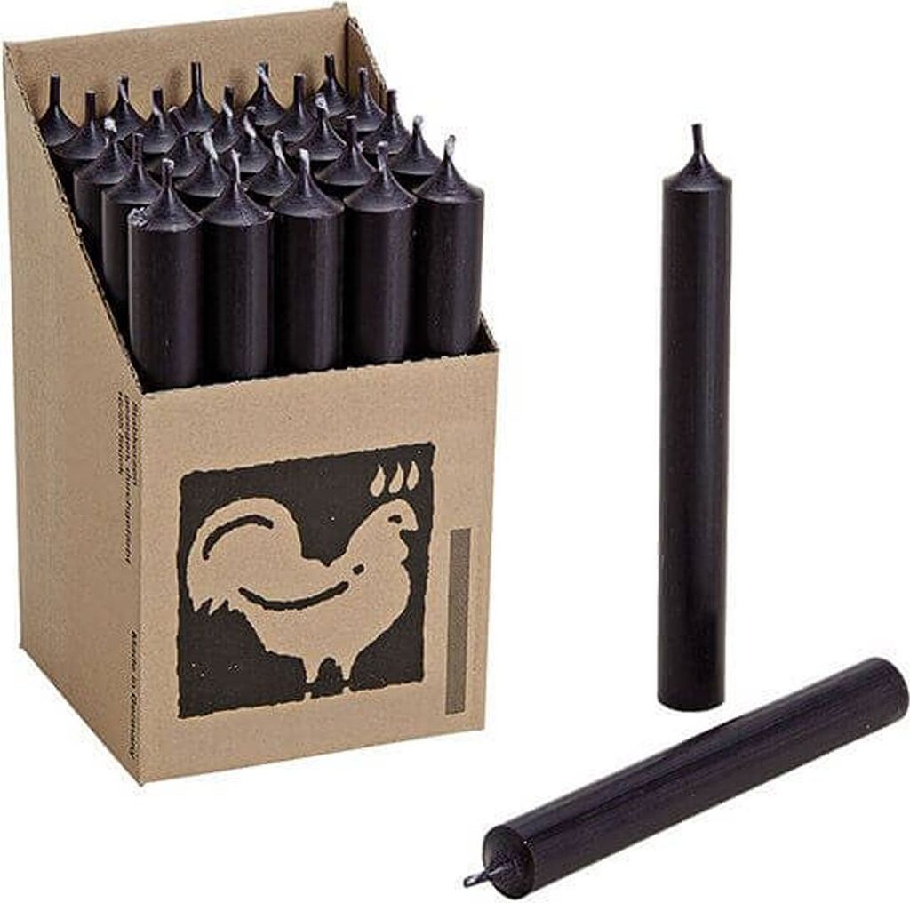 Stabkerzen aus Paraffin, 180/22 mm, Schwarz, KERZENFARM Produktbild 4