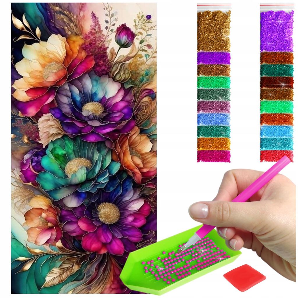 ARTULIO - Diamond Painting Set - Bunter Blumenstrauß in kräftigen Farben - 80 × 40 cm - Groß XXL - Crystal Art, Bilder DIY