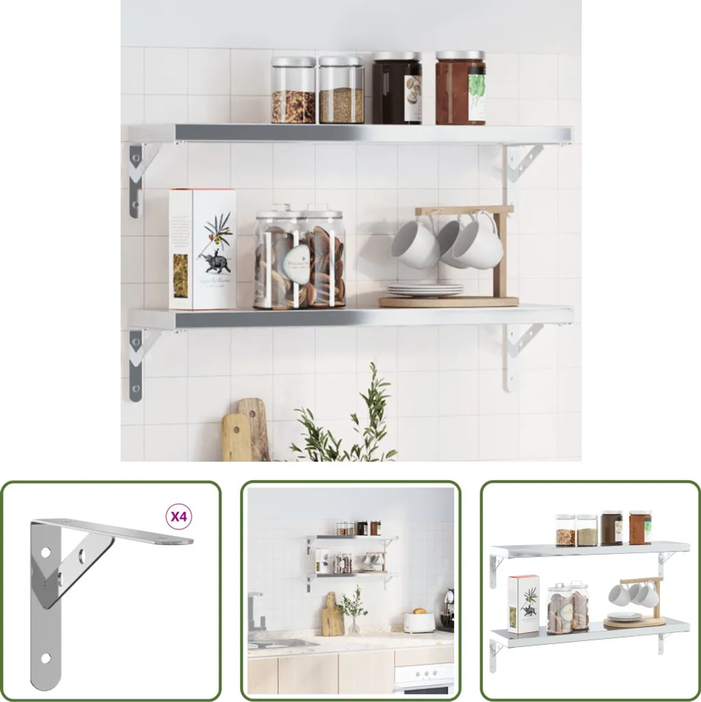 Fixation pour étagère murale de cuisine ou salon en acier inox 4 pcs