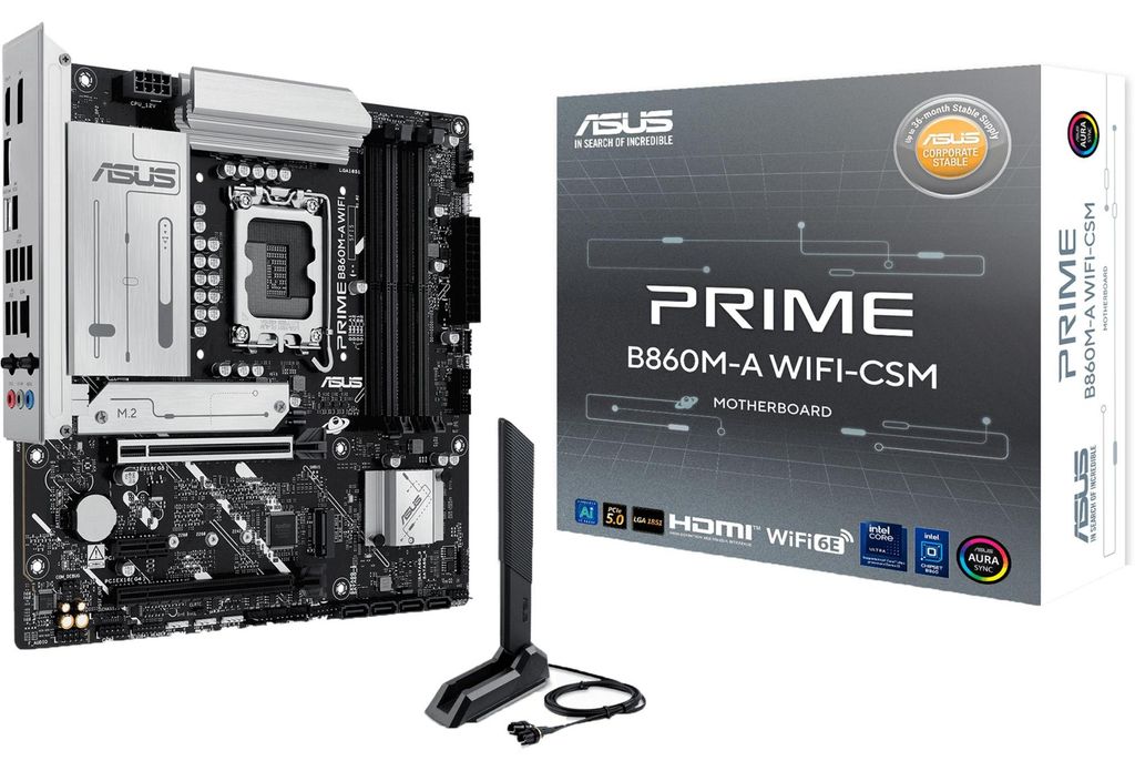 ASUS PRIME B860M-A WIFI - Motherboard - micro ATX - LGA1851-Sockel - B860 Chipsatz - USB-C 3.2 Gen 2x2, USB 3.2 Gen 2, USB 3.2 Gen 1, USB-C 3.2 Gen...