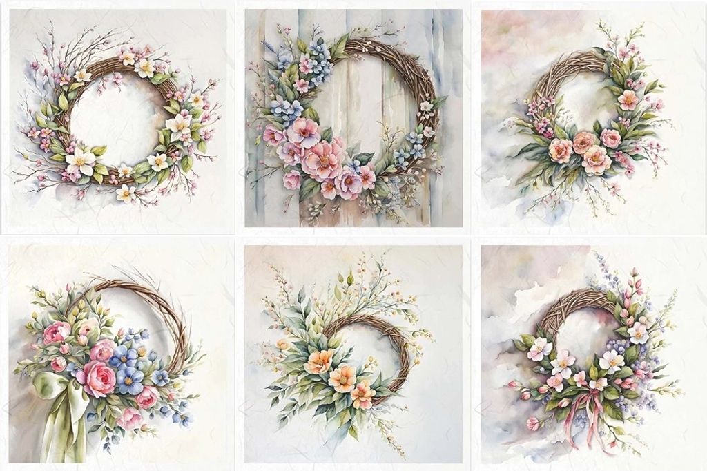 Scrapbooking-Bastelpapier-Set reis - ITD - RSM121 Girlande, Blumen, Frühling