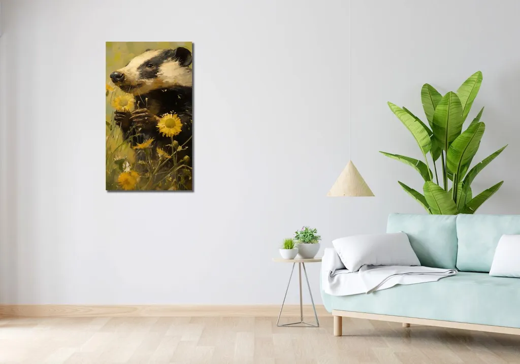 Décoration Prairie vue par un blaireau 50x90 cm - Impression HD nature