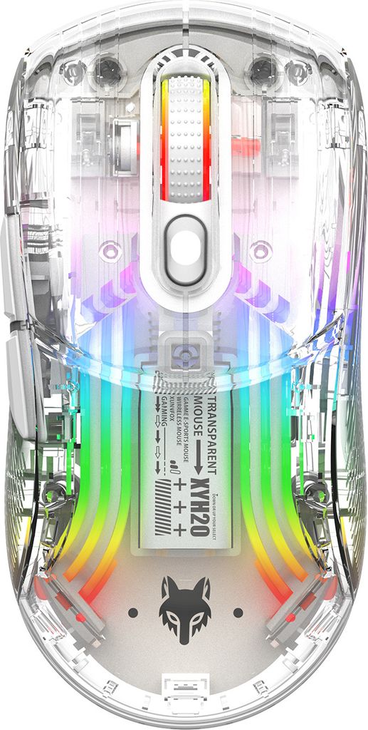 XYH20 Maus BT5.0 2,4 G kabellose Maus, 3 Modi, 2,4 G kabellose BT5.0 und USB, kabelgebunden, transparent, RGB, mechanische Gaming-Maus fuer PC, Com...