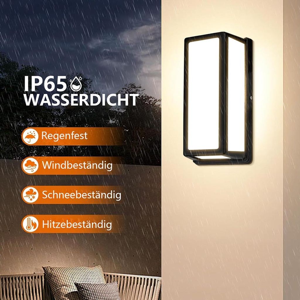 Lampada Da Parete Per Esterni, Lampada Da Parete A LED Per Interni 20W 2250lm Ip65 Impermeabile Illuminazione Da Parete Ruotabile A 360 Luce Neutra 4500k Nera 81051777