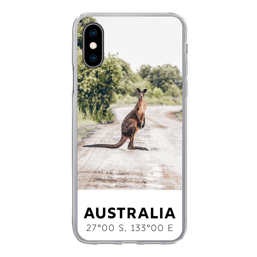 MuchoWow Handyhülle Schutzhülle Hülle für iPhone X Känguru - Australien - Tiere Silikon Softcase Handy Hülle - Handyhülle