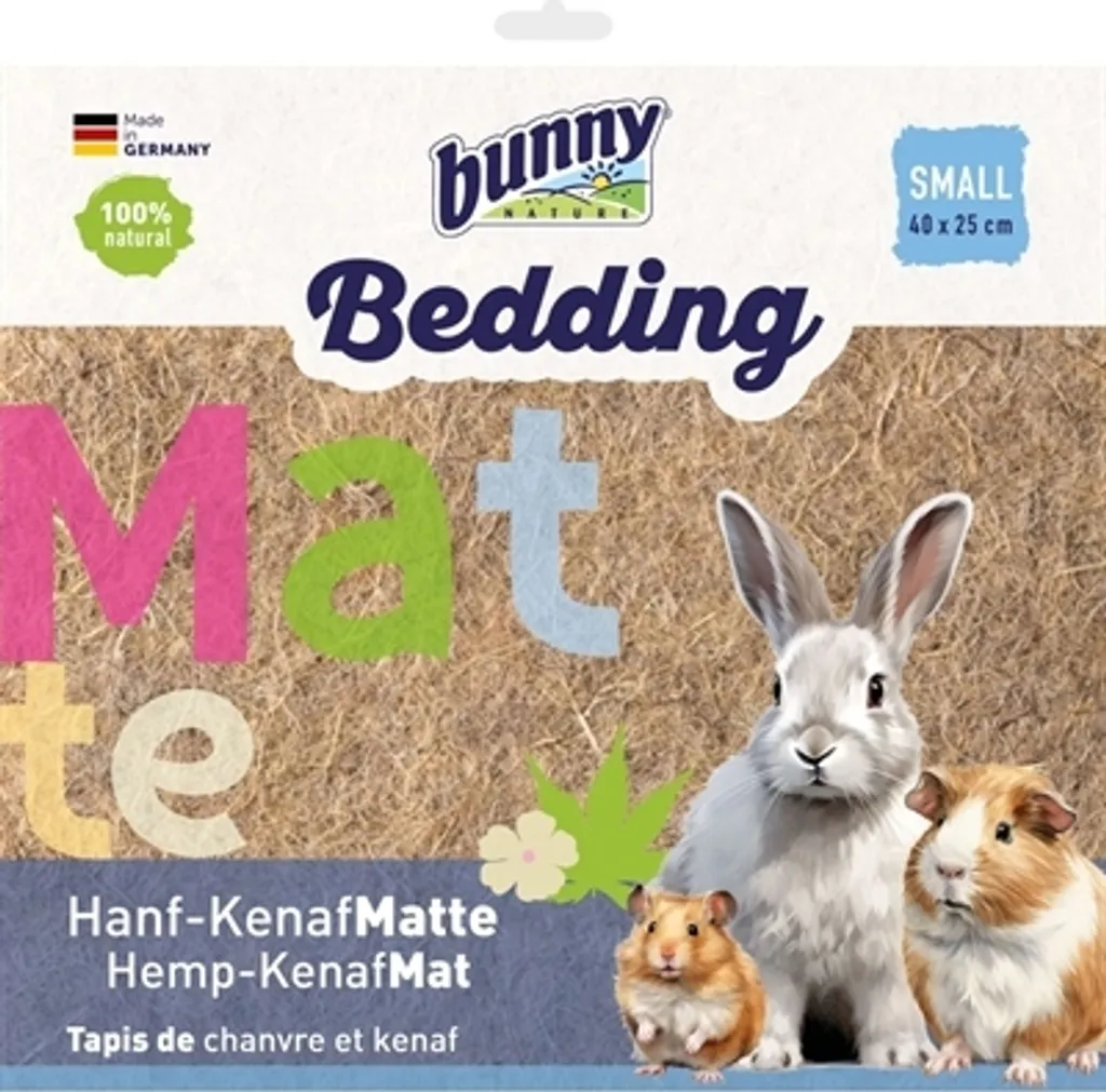 Tapis de litière naturel pour rongeurs Bunny en chanvre - Format 40x25cm
