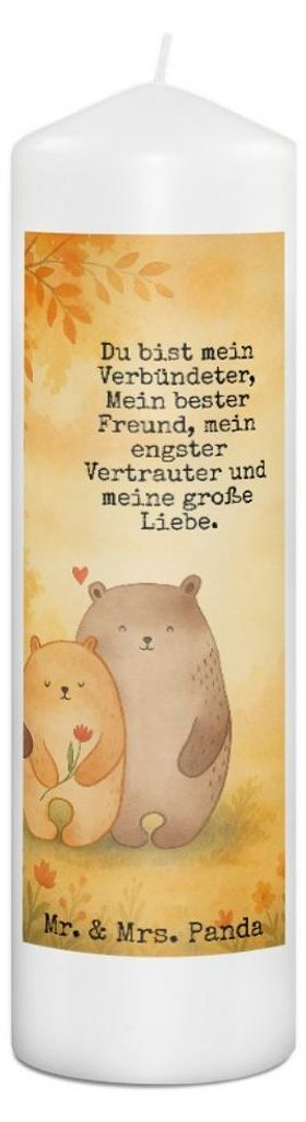 Mr. & Mrs. Panda Kerze Bären Liebe Design 29 x 8 cm XL - Weiß - Geschenk, Erinnerungslicht, Umarmen, Verknallt, Erinnerungskerze, Kuscheln, Hochz...