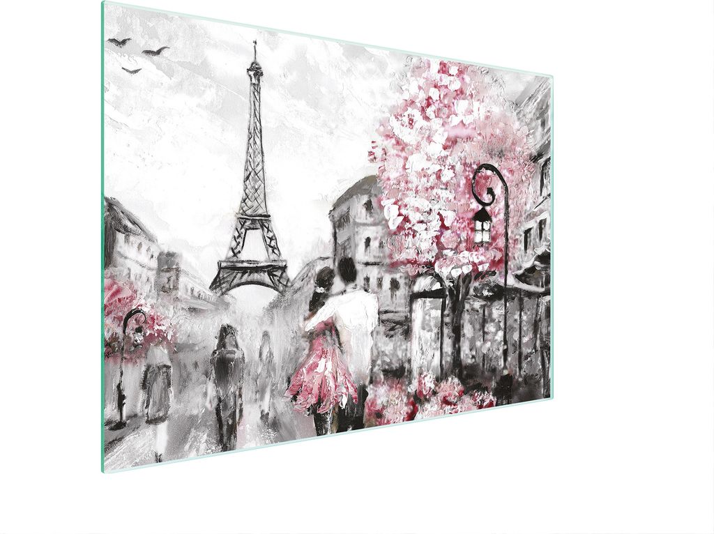 Schneidebrett Herdabdeckplatte Multiglasschneidplatte 30x22 cm Paris Rosa