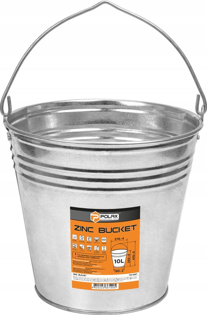 Secchio in zinco Polax 10 L - secchio in metallo zincato Immagine del prodotto 