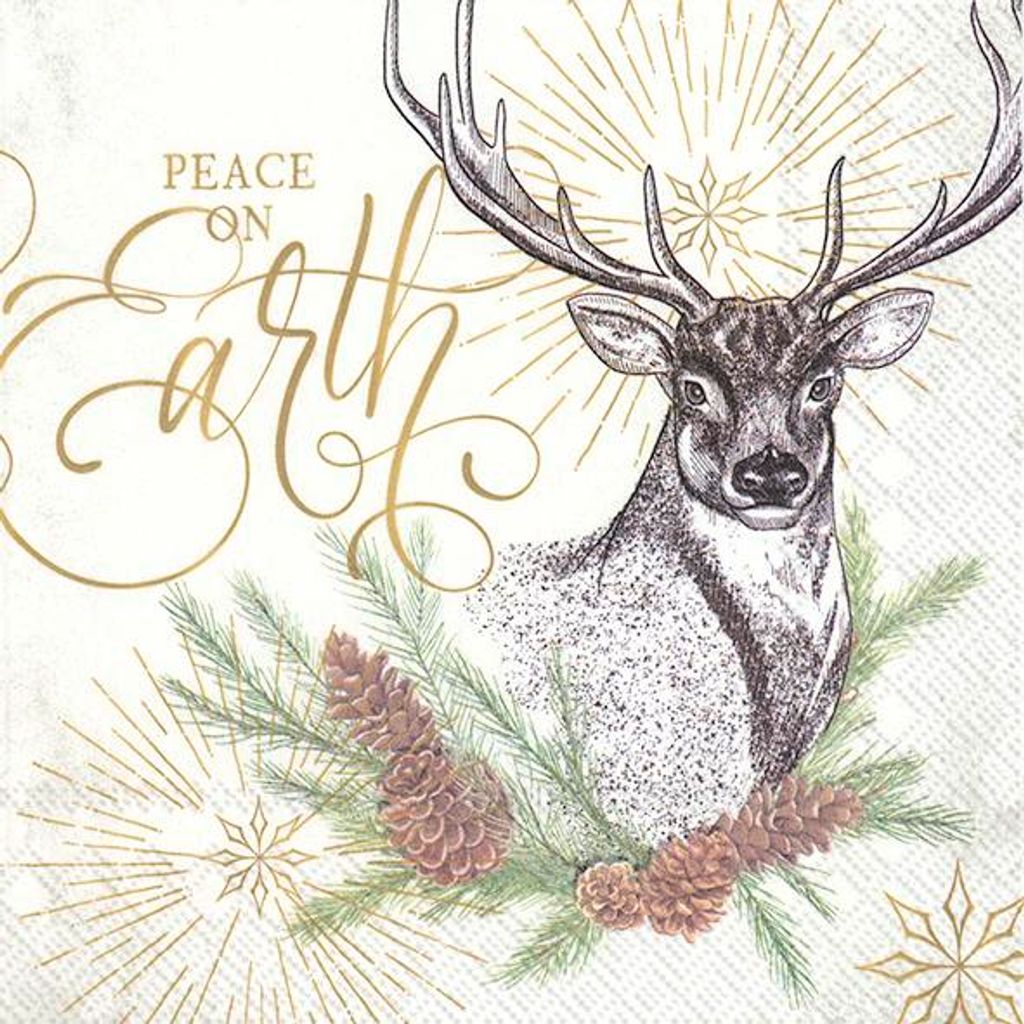 WHITE XMAS DEER cream Lunch-Servietten L 921560
