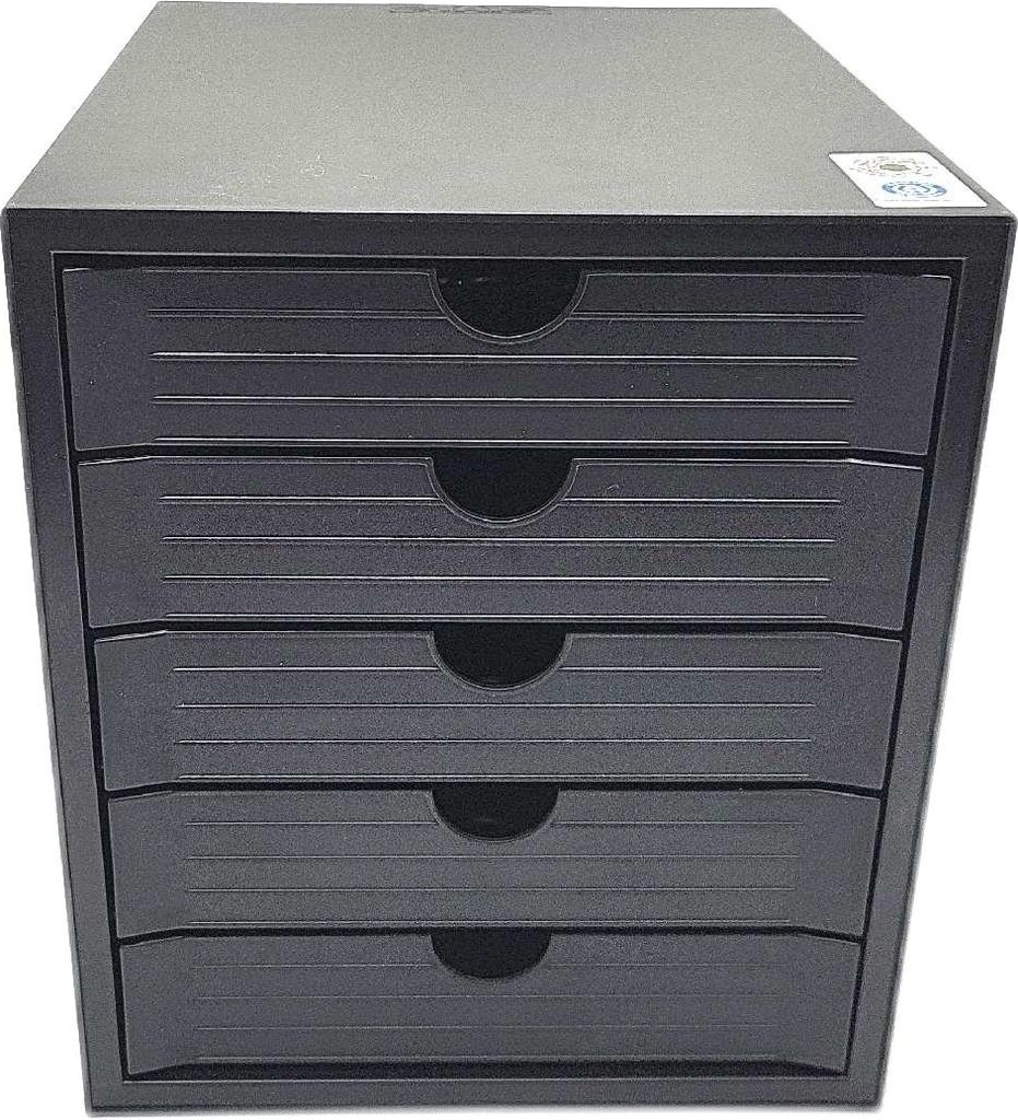 HAN Schubladenbox Systembox Karma mind 80 Prozent Recycling-Kunststoff mit 5 geschlossenen Schubladen, Inkl. Auszugsperre plus Beschriftungsclip, G...