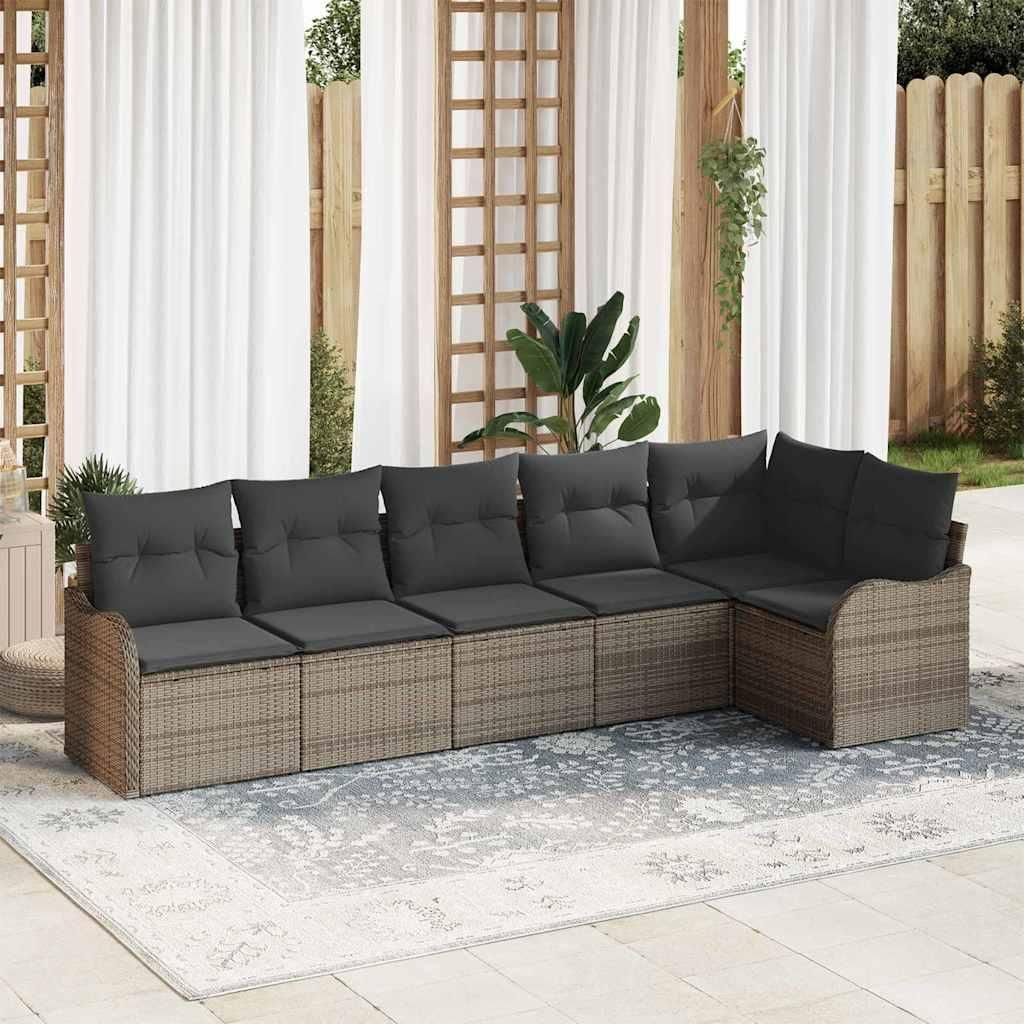 Maison Exclusive - Gartensofa-set mit Speicher 6 pcs Grau Poly-Rattan