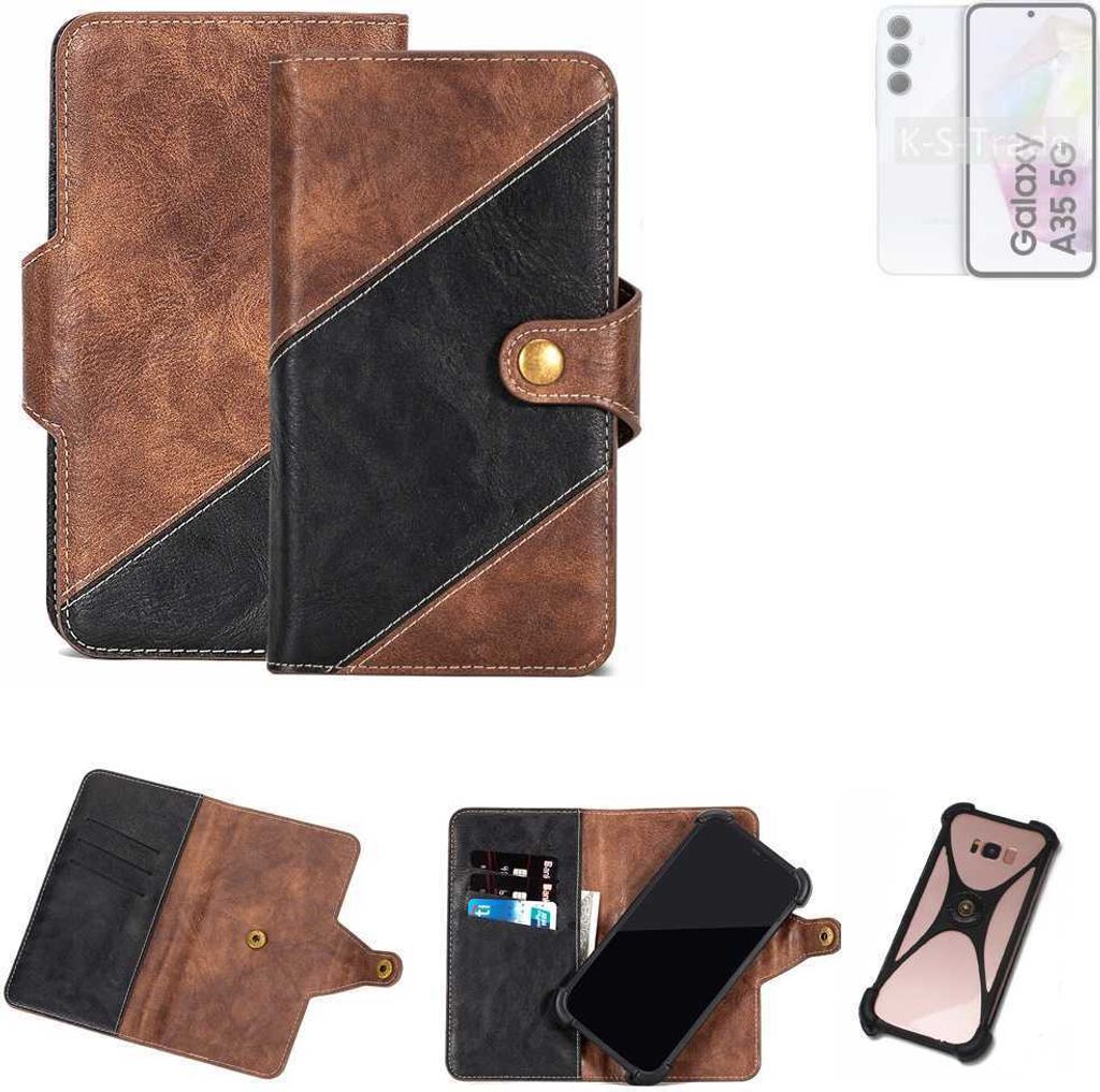 K-S-Trade Handyhülle Schutzhülle Bookstyle Case kompatibel mit Samsung Galaxy A35 5G Klapphülle Cover Hülle Schutztasche 1x