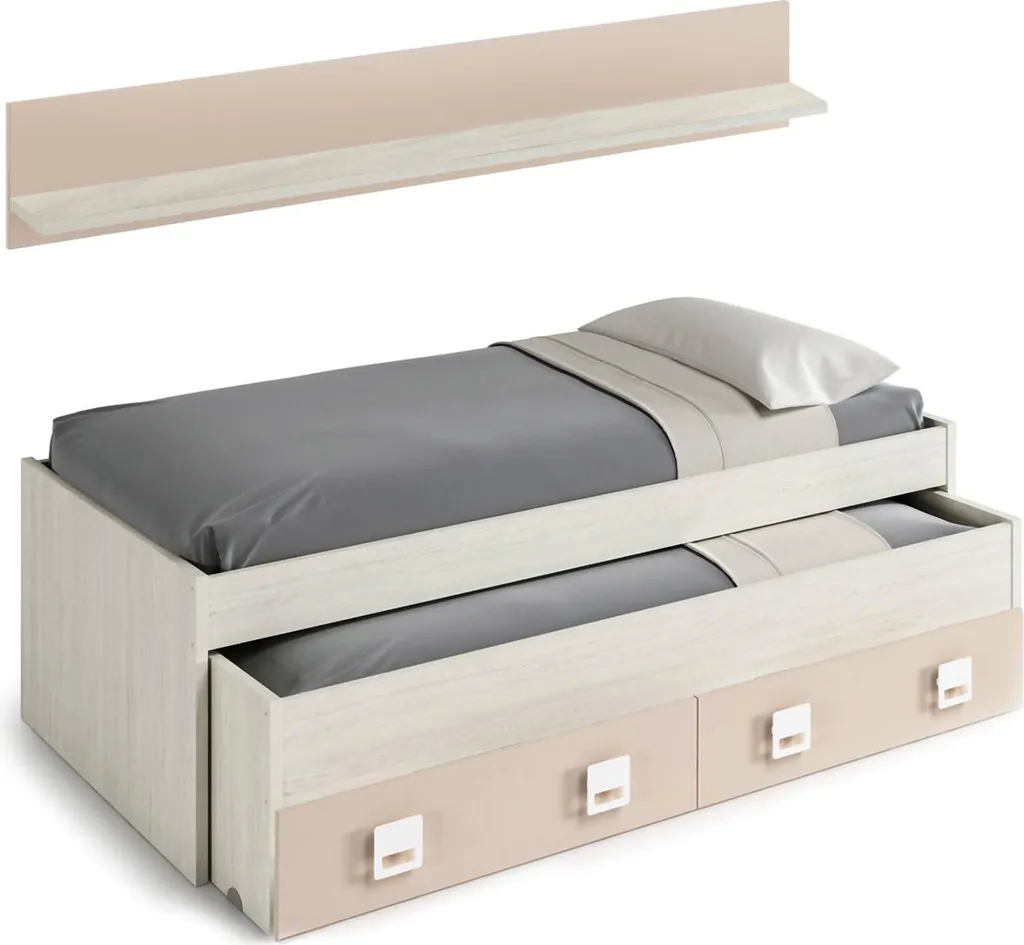 Lit enfant blanc Asi multi-rangement en bois - Gain de place optimal